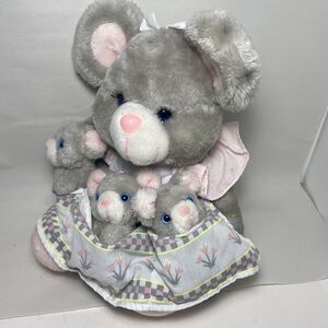 Vintage House of LLoyd 1989 Mama Mouse With 3 Baby Stuffed Animal Plush Mice